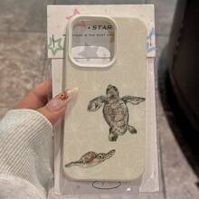 1pc TPU Material Elegant Turtle Floral Pattern Phone Case Compatible With Apple/ Phones - White - View 2