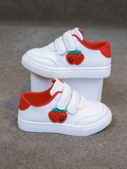 1 par söta tecknade stilar med platta sneakers för små flickor, året runt