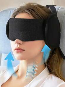 Adjustable Travel Head Support Strap, Airplane Neck Pillow Microbeads Neck Pillow Travel Head Support Neck Pillow, For Airplane Seat Headrest Strap - Comfortable Adjustable Travel Pillow, Travel Pillow And Eye Mask, Easy To Connect Headrest Support, Suitable For Airplane/Car/Train, Ergonomic Microbeads Travel Neck Pillow Travel Essentials Vacation Holiday Sleep Mask - Black - View 2