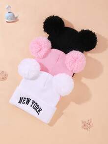 Fashionable New York, Fashionable Los Angeles, Fashionable California Embroidered Knitted Cap, Warm Baby, Cute New York, Los Angeles, California Letter Embroidery, Hand-Washable, Suitable For Daily Wear And Outdoor Warmth For Girls And Boys, And Perfect Gift Choice For Family Parties And Gatherings