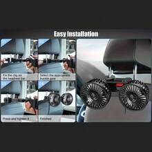 1 件车载风扇，双头 USB 车载风扇，3 速可调，360° 旋转，后座汽车座椅冷却风扇，双头后座风扇，提供凉爽微风、空气循环和新鲜度，易于安装，紧凑设计，适用于汽车、SUV、卡车、房车、轿车，也是送给家人和朋友的绝佳礼物