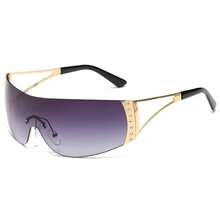 1pc Large Frame Futuristic Y2K Fashionable High-Tech Personalized Fashion Glasses Y2K Fest Music Fest For Summer Beach Vacation, Outdoor, Travel - Multicolor - View 8