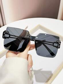 1pc Retro Personalized Fashion Gradient PC Lens Rimless Lightweight Luxury Fashion Glasses - Multicolor - View 15