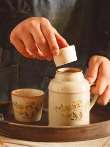 1 套复古大容量茶壶、杯子和盖子，三合一陶瓷茶壶带手柄，热水壶带杯子和盖子，适合家庭、办公室、礼物或旅行返校 - 彩色 - 查看 10