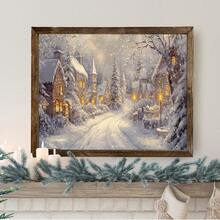 1 件复古圣诞墙画圣诞雪村夜空星星海报帆布印刷现代冬季家居装饰冬夜帆布墙画山村装饰画，房间装饰，客厅，家居装饰，圣诞海报 - 彩色 - 查看 5