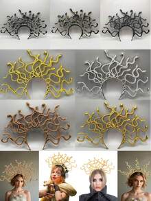 1件 2025新款美杜莎头箍，派对服装配饰，角色扮演道具，蛇形发箍 - 彩色 - 查看 7