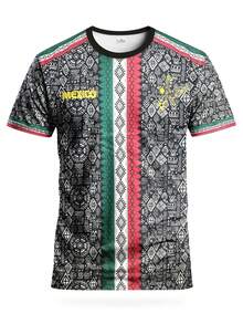 Mexiko-Stil Fußballtrikot & Rundhals-Sportoberteil, geeignet für Fußballspiele, Training, Lässig und Urlaub, tolles Geschenk