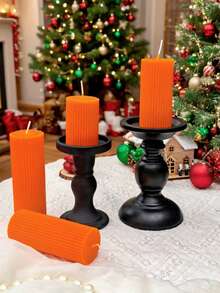 Lumânare cilindrică portocalie de Crăciun pentru aromaterapie, set de lumânări decorative, fabricată din ceară de soia și parafină, conține lumânări aromatice, poate arde timp de 42 de ore, decorare centru lumânare de Halloween, cadou pentru cea mai bună prietenă, cadou pentru femei, cadou de iarnă, decorare casă lumânare, lumânare con de Crăciun