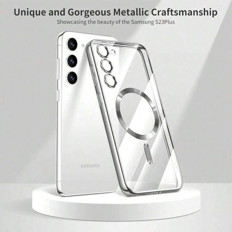 适用于三星 Galaxy A06 A16 A26 A36 A56 S25 Ultra S24 Ultra 的磁吸透明手机壳，兼容 MagSafe，内置摄像头镜头保护膜，采用奢华电镀软 TPU 材质，透明防震超薄保护壳，防水、防震、防刮擦。国际版，非国内版。 - 銀色 - 查看 7