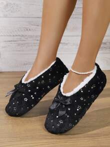 Women's Warm Indoor Slippers With Shiny Stars; Soft & Comfortable Material, Lightweight Anti-Slip Sole, Fluffy Warm Lining, Perfect Choice For Home Activities In Autumn/Winter - Pink - View 5