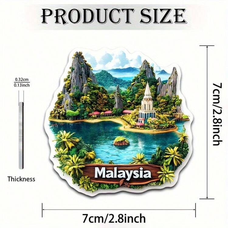 1pc Kuala Lumpur Skyline Refrigerator Magnet - Petronas Twin Towers & Octagon Design, Acrylic Rubber Soft Magnetic, Colorful Durable Kitchen Office Decor, Christmas Halloween Birthday Gift, Travel Souvenir, Cute Fridge Magnet, Vivid Pattern, Quality Craftsmanship, 2D Flat - Malaysia - View 9