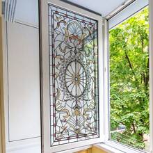 1片简约彩色图案静电吸附玻璃贴纸，双面印刷窗贴，带可见背胶，赠送礼品 - 彩色 - 查看 5