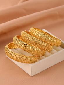 1 سوار من النحاس المطلي بالذهب عصري، مناسب للارتداء اليومي والمناسبات للنساء، هدية