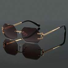 Unisex Fashion Frameless Metal Glasses, Suitable For Daily Wear, Perfect Gift For Mother's Day, Father's Day, And Family Gatherings, Ideal For Y2K Style - Đen - Xem 5