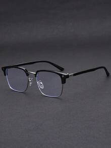1 Pair Men's Metal Half-Frame Vintage Style Transparent Lens Glasses, Suitable For Daily Wear, Gaming And Computer Work - Clear - View 3