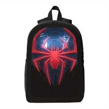 Spider Web 8 School Backpack - Red And Blue Pattern Lightweight Large Capacity Backpack, Adjustable Shoulder Straps, Zipper Closure, Suitable For Teenagers, College Students And Daily Use - Unisex, Student Gear, Bold Design, Quality Construction, Spacious Space, Youthful Fashion - Svart - Visa 3