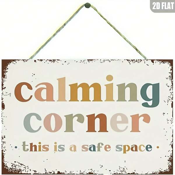 1pc Fun Vintage Sign, Calm Corner Sign, Space Wall Art, Classroom Educational, Classroom Decor For Home And Bar Wall Decor Home Decor Office Room Decor, Wall Art, Bedroom Decor, Background Decor, Classroom Decor Wall Decor, Wooden Hanging Plaque Home Decoration