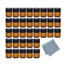 Elfenstall- 50pcs 1ml (1_4 Dram) Amber Mini Glass Bottle 1cc Amber Sample Vial Small Essential Oil Bottle Travel Must + 1pc Clean Cloth - trắng - Xem 1