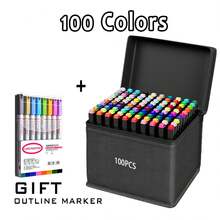 24/30/36/40/48/60/80/100/120/168 Colors Double Tip Art Marker Sets Professional Permanent Sketch Marker Pen For Art Drawing Painting Sketching Calligraphy Journal Planner Comics Design School Supplies Gift For Halloween, Christmas Back To School