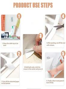 1pc/3pcs/5m White PVC Self-Adhesive Sealing Strip, Waterproof Sealant Tape For Bathroom, Kitchen Sink, Countertop, Bathtub, Bathroom Wall Corner, Home Bathroom Decor, Autumn Decor, Back To School - White - View 8