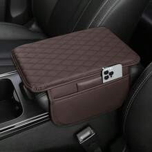 12.4*7.48in Upgraded Dual Side Storage Car Center Console Cover, Super Soft Microfiber PU Leather Car Armrest Pad Mat, Dual Pocket/No Pocket Styles, Universal Car Armrest Storage Box, Suitable For Cars, RVs, Most Vehicles Interior Accessories