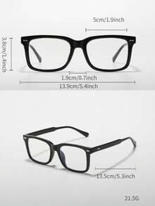 2 piezas Gafas de hombre con decoración metálica, estilo clásico retro con remaches, para campus/negocios con lentes transparentes (con correa para gafas)