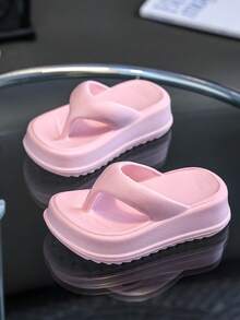 HAHABOBO Girls EVA Platform Flip Flops, Lightweight Summer Thong Sandals For Kids, Slip-On Open Toe Casual Shoes - Pink - View 4