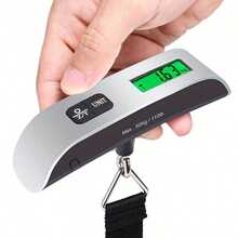 1pc Portable Digital Hanging Luggage Scale, 110 Lb/50kg Capacity, Mini Electronic Travel Scale With Backlit LCD Display, Unit Conversion (Kg/Lb/Oz/G), Black Strap & Metal Clip, Battery Powered - Compact & Fast For On-The-Go Use, Portable Scale | Ergonomic Scale | Durable Metal Clip