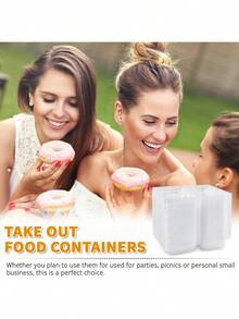 50 Cake Boxes, 7.4x4.9x2.2 Inches High, Suitable For Small Cakes, Pastries, Desserts, Snacks, Disposable Covered Cake Containers, White Cardboard Bakery Takeaway Racks, Suitable For Weddings, Birthdays, Parties - Transparent - View 6