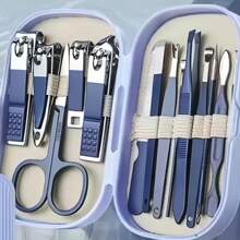 修甲套装、女士美容套装、修脚套装、指甲钳、专业美容套装、美甲工具礼品（带旅行盒）适合男女赠送朋友父母 - 彩色 - 查看 7