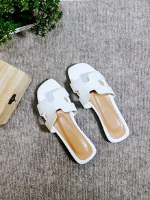 新款夏季凉鞋，平底设计，简约优雅，多功能，舒适，时尚韩版，适合沙滩、旅游、海边穿着 - 白色 - 查看 4