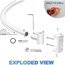 Adjustable Curved Shower Curtain Rail Rustproof Expandable Aluminum Metal Shower Rod 3872 Inch Telescopic Design Exquisite Adjustable For Bathroom - White - View 6