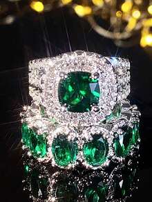 2pcs/Set Set Rings For Women White Cubic Zirconia Rings Gorgeous Wedding Accessories Eternity Jewelry - Ring Set - View 3