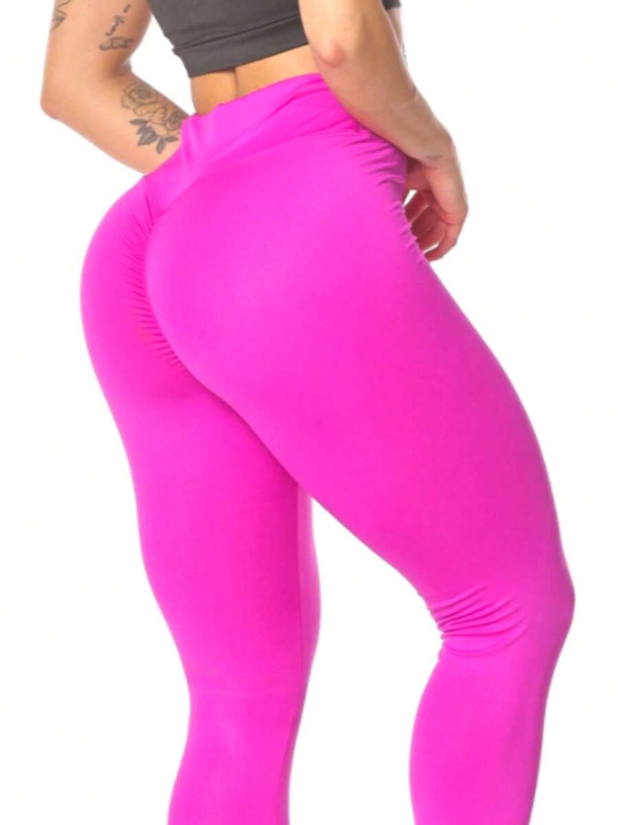 Women's Ruched Butt Lifting Leggings High Waist Fitness Gym Pants - 紫杉屬 - 查看 1