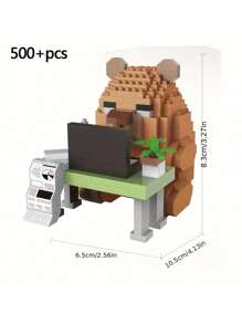 水豚积木玩具，成人治疗创意啮齿动物组装模型，DIY 减压，适合作为生日、情人节、圣诞节、万圣节礼物送给女朋友、男朋友、朋友