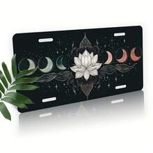 1pc, Moon Phases And For Lotus Front License Plate Covers & Frames, Aluminum License Plate Covers & Frames, Funny Standard Plates Waterproof Novelty For Decoration For Men/Women/Boys/Girls , 30*15cm(12*6inch) - 彩色 - 查看 7