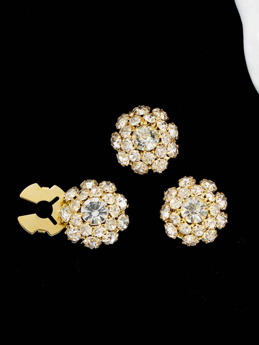 2 piezas de cubiertas de botones con rhinestones, gemelos para mujeres, cubiertas de botones desmontables con clip de cristal para mangas de blusas de mujer, cubiertas de botones brillantes decorativos para ropa