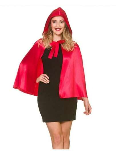 1 pièce Cape d'Halloween Anime Jeu de rôle universel, à capuche, attachée, cape rouge à simple couche, cape de Noël convenant à toutes sortes de tenues de fête
