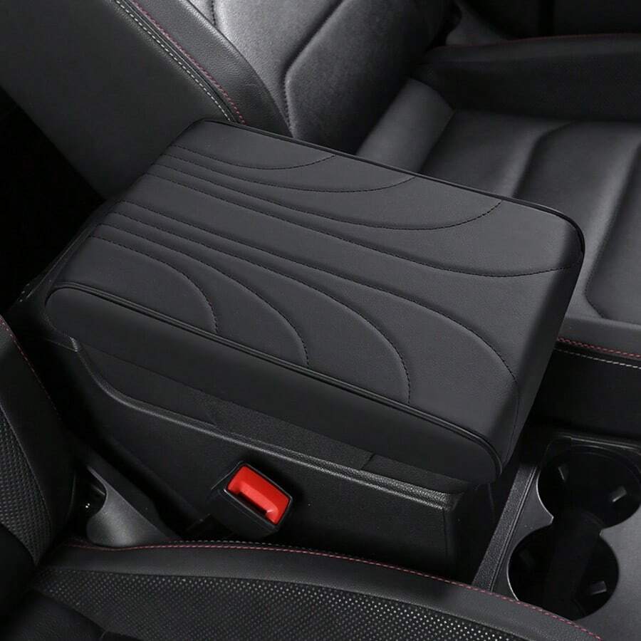 1pc PU Leather Armrest Box Pad, Thick Sponge, Soft & Comfortable, Minimalist Design, Car Interior Storage, Anti-Slip & Wear-Resistant - Multicolor - View 1