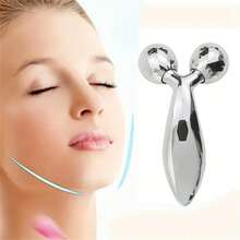 1pc 3D Manual Roller Massager, 2pcs Y-Shaped 360° Rotating Face & Neck Relaxation Device, Full Body Massage Relaxation Beauty Care Tool, Silver
