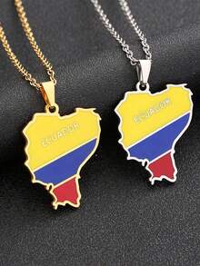 1 chiếc mặt dây chuyền hình bản đồ Ecuador và Thổ Nhĩ Kỳ bằng thép không gỉ thời trang unisex, trang sức phong cách punk, thích hợp làm quà tặng trang sức và thể hiện phong cách thời trang. - Nhiều màu - Xem 9