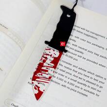 6 Stücke Gothic Horror Werkzeug-förmige Lesezeichen mit Blut-Design, Halloween Geschenke, Halloween Dekoration, Halloween Party Zubehör, gruselig, erschreckend, unheimlich, dunkel, Trick or Treat