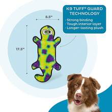 Outward Hound Durablez Large Gecko Stuffing-Free Squeaky Plush Dog Toy For Puppies & Dogs - Interactive, Soft Yet Tough, No Mess, Jumbo Squeaker, Long-Lasting Play, 17.5 Inch, Multicolor - Thằn lằn xanh - Xem 5