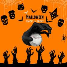 Wall Mounted Baseball Display Rack, Gothic Baseball Display Rack. Boys Bedroom Sports Decor, Halloween Decor Gifts - Black - View 5