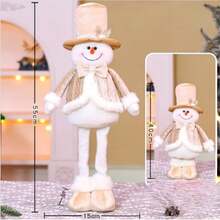 Rozkładana figurka Świętego Mikołaja i Bałwana, ozdoba stojąca w kolorze szampańskim