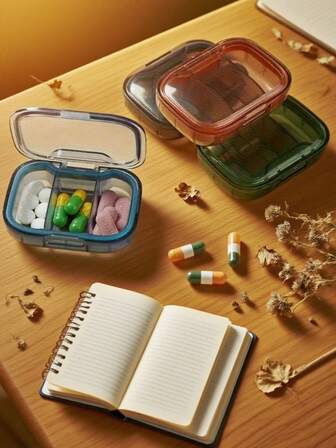 1pc Portable Mini Pill Box, Daily Medication Divider Box For Tablets, Vitamins, Fish Oil Capsules, Sunday Travel Pill Case, Dustproof ABS Material, Compact Design Suitable For Work, Outdoor And Daily Use