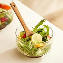 1 bát thủy tinh đựng salad tiện dụng có đế gỗ, bát đựng đồ tráng miệng phong cách Bắc Âu sáng tạo, thiết kế nhà tối giản và thời trang, thích hợp đựng salad, đồ ăn nhẹ, các loại hạt - không họa tiết, đĩa đựng trái cây trên mặt bàn bếp, đĩa đựng salad và đồ ăn nhẹ tròn, thích hợp cho gia đình và nhà hàng, đồ dùng trên bàn ăn thiết yếu cho lễ Halloween và Giáng sinh - Nhiều màu - Xem 5