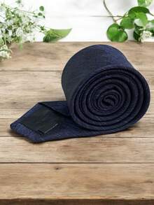 Luxury Men's Skinny Tie Polyester Silk Solid Color Polka Dots Slim Jacquard Groomsmen Tie - 藍色 - 查看 4
