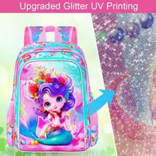 3件套幼儿园女童背包，16英寸美人鱼背包和午餐盒，适合幼儿园小朋友 - 雙肩背包 - 查看 6