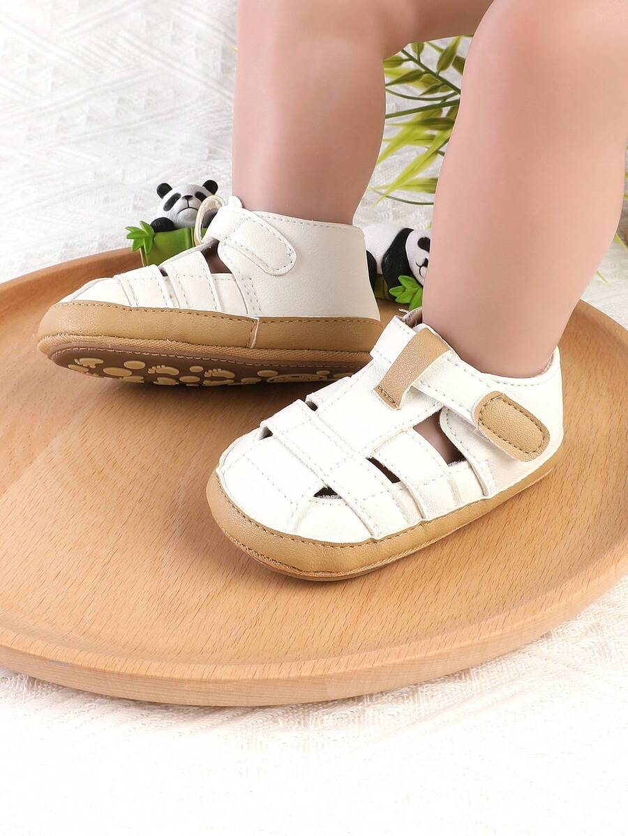 1雙男孩女孩通用鏤空透氣設計嬰幼兒幼童運動涼鞋,適合春秋夏季 - 白色 - 查看 1